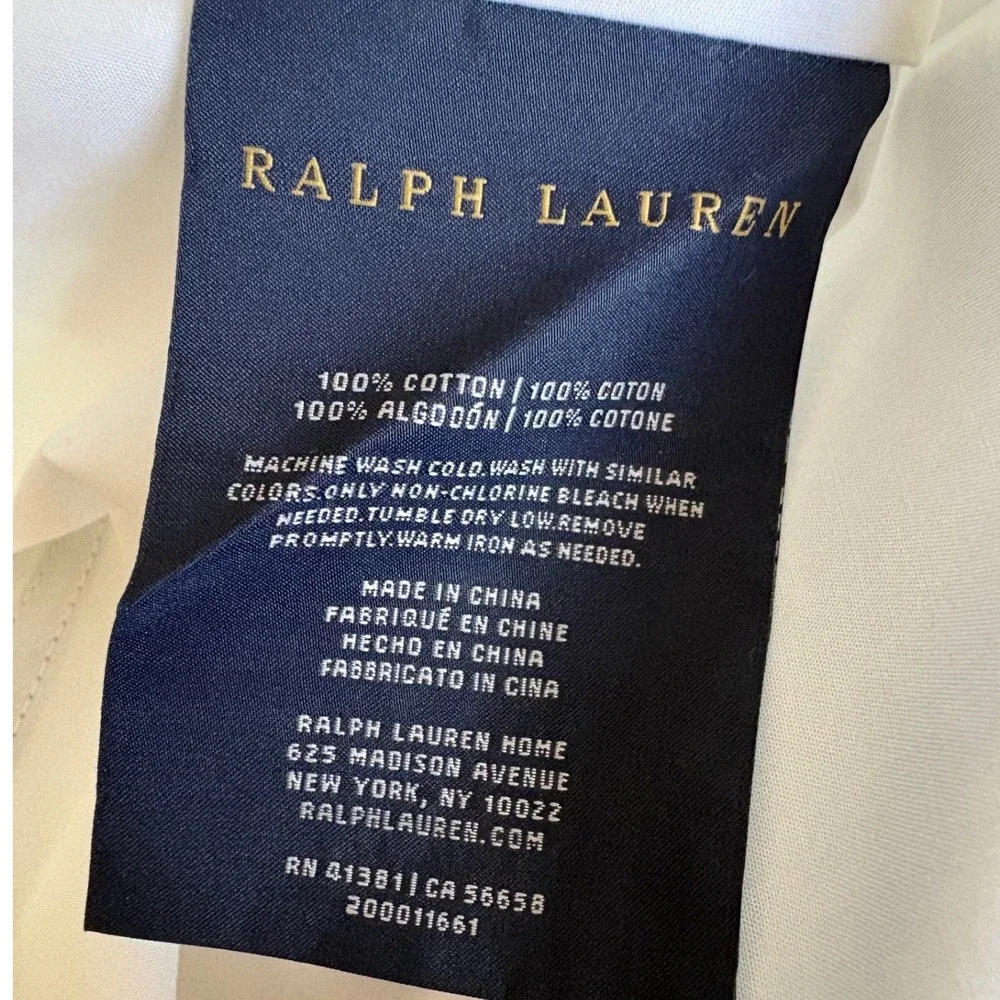 NWOT  Ralph Lauren Pillowcase Standard White Tan Border 100%‎ Cotton